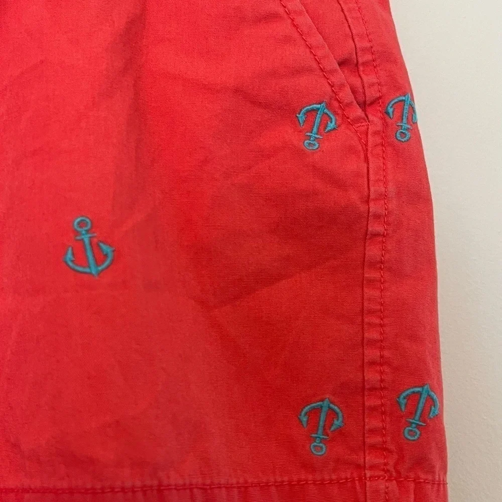 Old Navy‎ Anchor⚓️ Embroidered Shorts Coral & Blue Cotton Chino Size 6